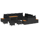 Garden Sofa Set with Cushion 14 pcs Black