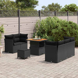 Garden Sofa Set with Cushion 8 pcs Black 80 x 80 x 71 cm - Side View