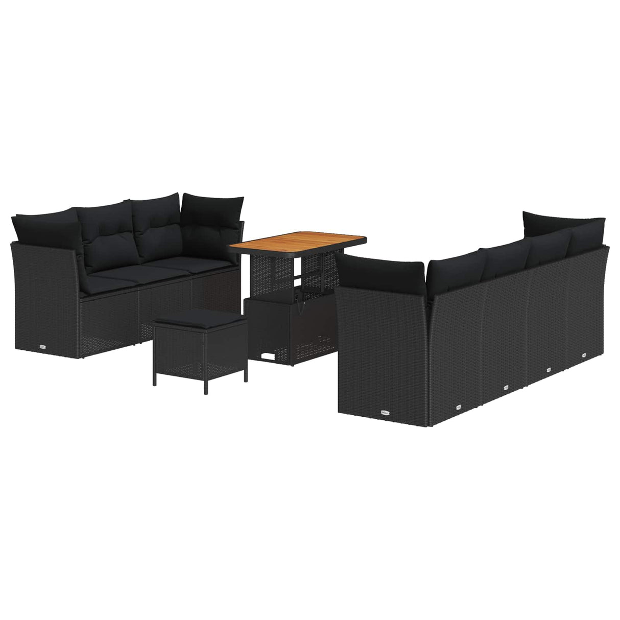 Garden Sofa Set with Cushion with Storage Manual 10 pcs Black