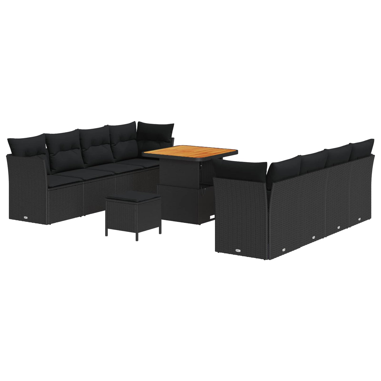 Garden Sofa Set with Cushion 11 pcs Black Poly Rattan