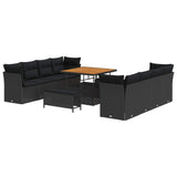 Garden Sofa Set with Cushion 11 pcs Black Poly Rattan