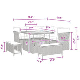 Garden Sofa Set 8 pcs Black Poly rattan and powder-coated steel