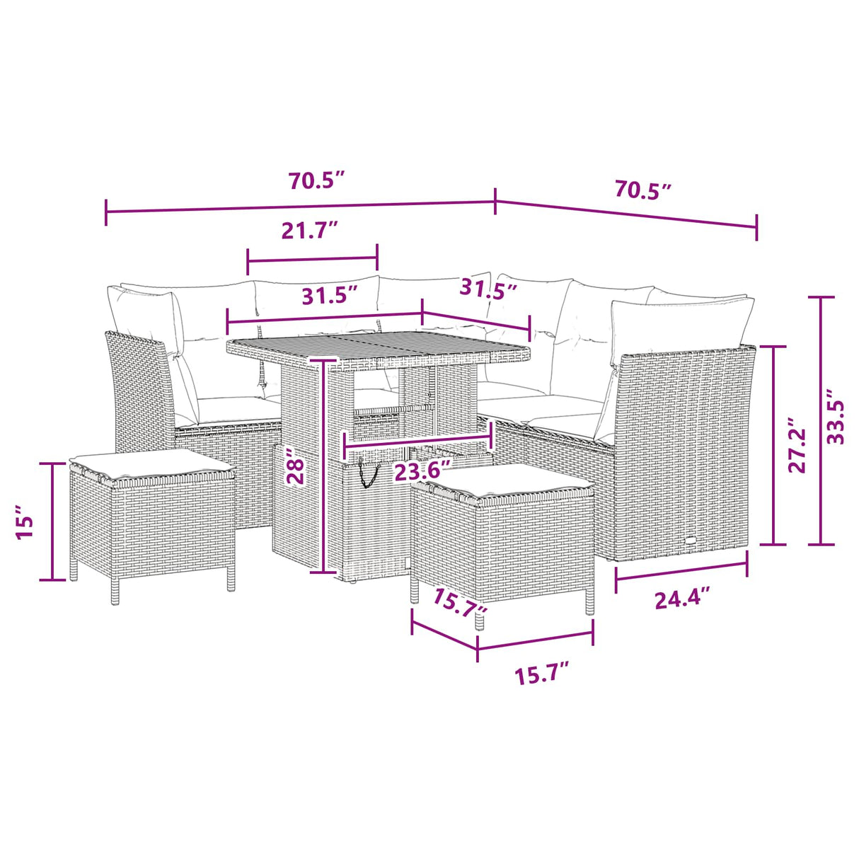 Garden Sofa Set 8 pcs Black Poly rattan and powder-coated steel