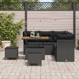 Garden Sofa Set with Cushion 8 pcs Black 90 x 55 x 71 cm - Side View