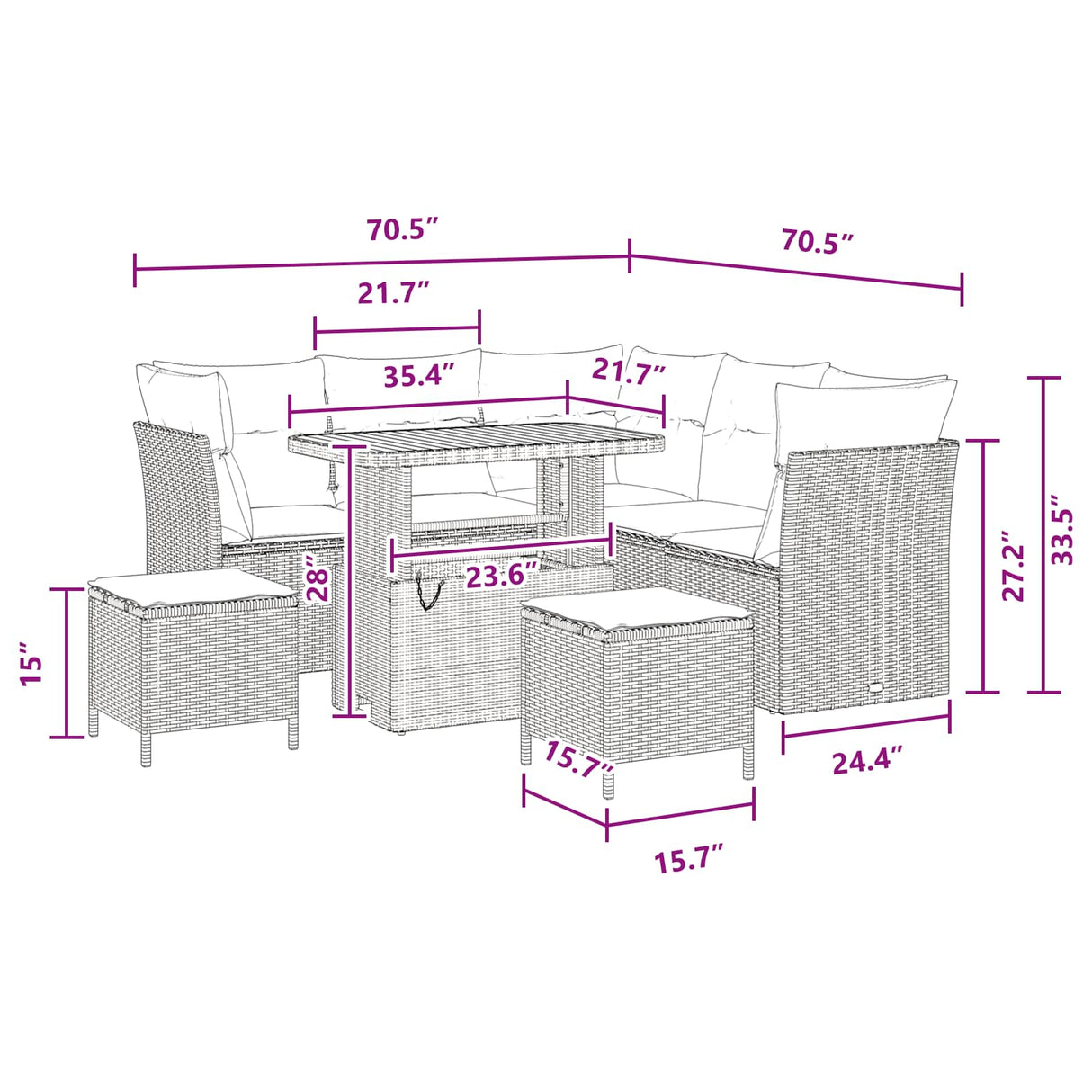 Garden Sofa Set 8 pcs Black Poly rattan and powder-coated steel