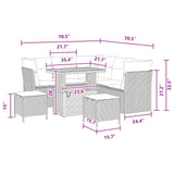 Garden Sofa Set 8 pcs Black Poly rattan and powder-coated steel