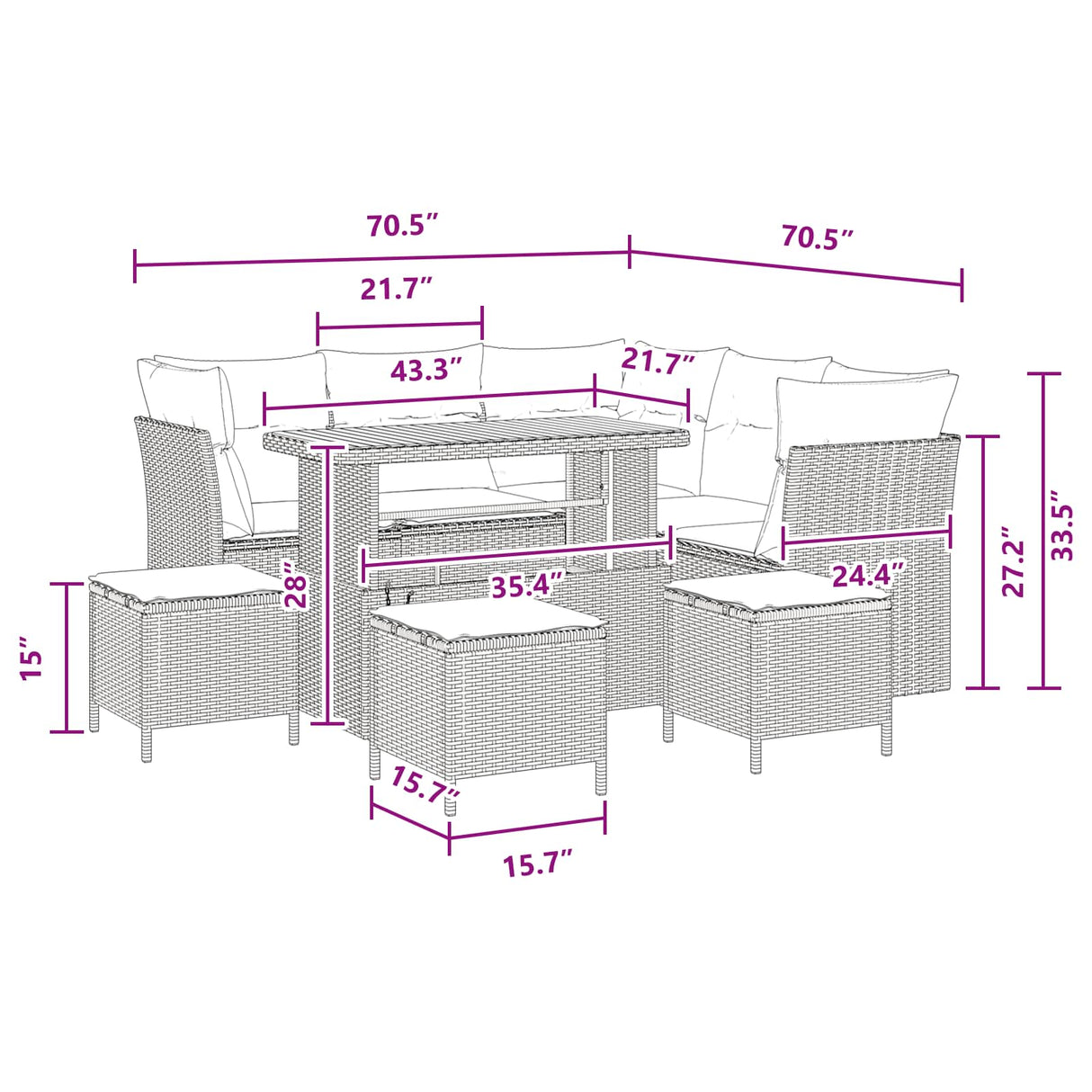 Garden Sofa Set 9 pcs Black Poly rattan and powder-coated steel