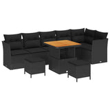 Garden Sofa Set with Cushion 9 pcs Black 80 x 80 x 71 cm - Front View
