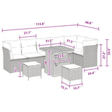 Garden Sofa Set 9 pcs Black Poly rattan and powder-coated steel