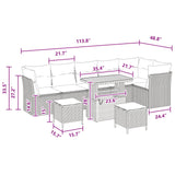 Garden Sofa Set with Cushion Manual 9 pcs Black 90 x 55 x 71 cm