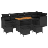 Garden Sofa Set with Cushion 10 pcs Black 110 x 55 x 71 cm - Front View