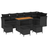 Garden Sofa Set with Cushion with Storage 10 pcs Black