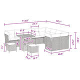 Garden Sofa Set with Cushion with Storage 12 pcs Black - Close-Up Angle