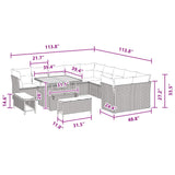 Garden Sofa Set with Cushion 13 pcs Black Poly Rattan