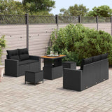 Garden Sofa Set with Cushion Manual 8 pcs Black 90 x 55 x 71 cm - Side View
