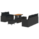 Garden Sofa Set with Cushion Manual 8 pcs Black 90 x 55 x 71 cm - Front View