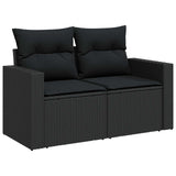 Garden Sofa Set with Cushion 8 pcs Black Poly Rattan - Top-Down View