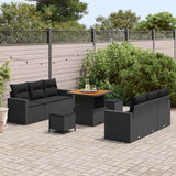 Garden Sofa Set with Cushion Manual 9 pcs Black 80 x 80 x 71 cm - Side View