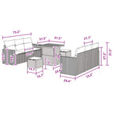 Garden Sofa Set 9 pcs Black Poly rattan and powder-coated steel - Close-Up Angle