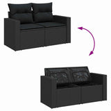 Garden Sofa Set with Cushion 10 pcs Black 90 x 55 x 71 cm - Extra Image