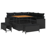 Garden Sofa Set with Cushion 9 pcs Black Poly Rattan