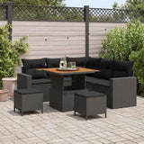 Garden Sofa Set with Cushion 8 pcs Black 80 x 80 x 71 cm