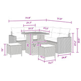 Garden Sofa Set with Cushion 9 pcs Black Poly Rattan - Low Angle