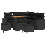 Garden Sofa Set with Cushion Manual 8 pcs Black 90 x 55 x 71 cm - Front View