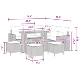 Garden Sofa Set with Cushion 10 pcs Black Poly Rattan - Low Angle