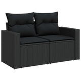 Garden Sofa Set with Cushion 11 pcs Black Poly Rattan - Top-Down View