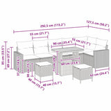 Garden Sofa Set with Cushion 11 pcs Black Poly Rattan