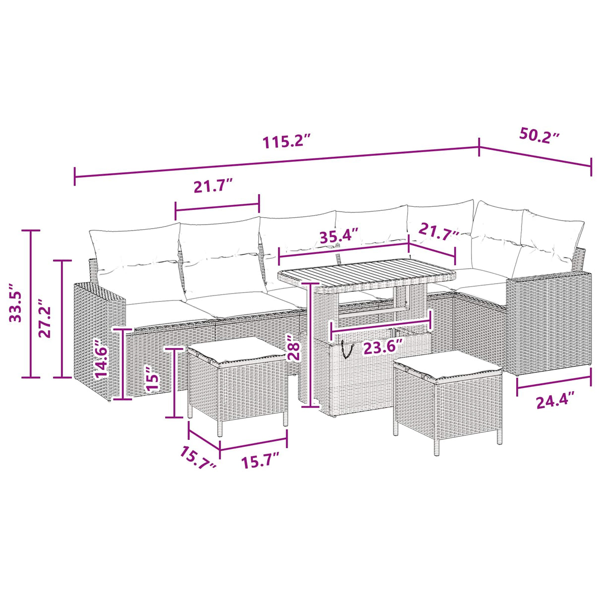 Garden Sofa Set with Cushion 11 pcs Black Poly Rattan