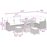 Garden Sofa Set with Cushion 11 pcs Black Poly Rattan