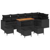 Garden Sofa Set with Cushion 10 pcs Black 110 x 55 x 71 cm - Front View