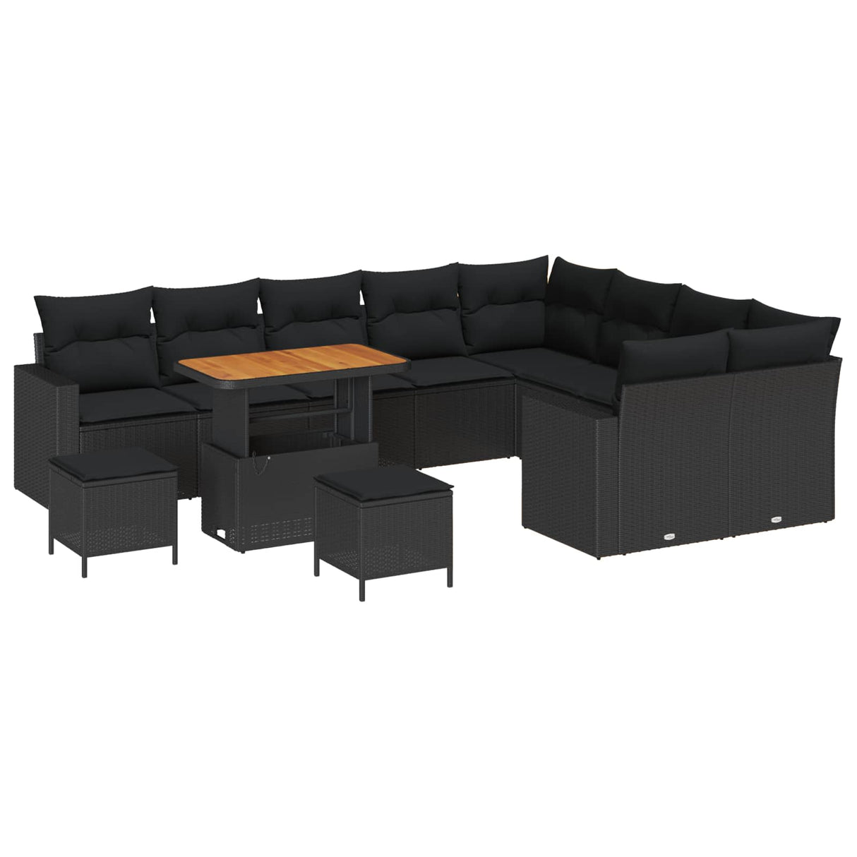 Garden Sofa Set with Cushion 13 pcs Black Poly Rattan