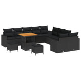 Garden Sofa Set with Cushion 17 pcs Black Poly Rattan