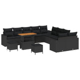 Garden Sofa Set with Cushion 17 pcs Black Poly Rattan