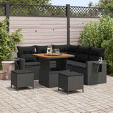Garden Sofa Set with Cushion 8 pcs Black 80 x 80 x 71 cm