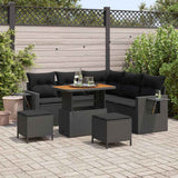 Garden Sofa Set 8 pcs Black Poly rattan and powder-coated steel