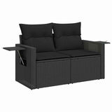 Garden Sofa Set with Cushion 9 pcs Black 110 x 55 x 71 cm - Rear View
