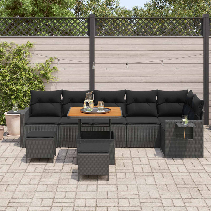 Garden Sofa Set 11 pcs Black Poly Rattan