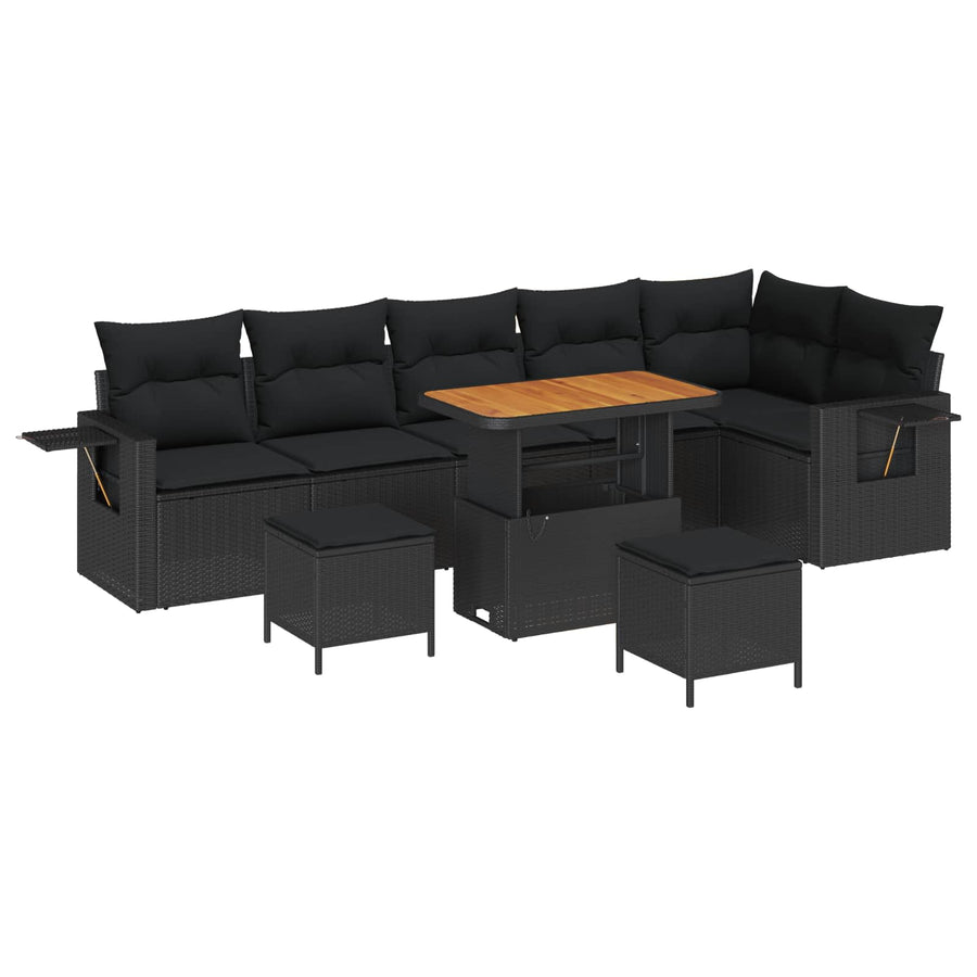 Garden Sofa Set 11 pcs Black Poly Rattan