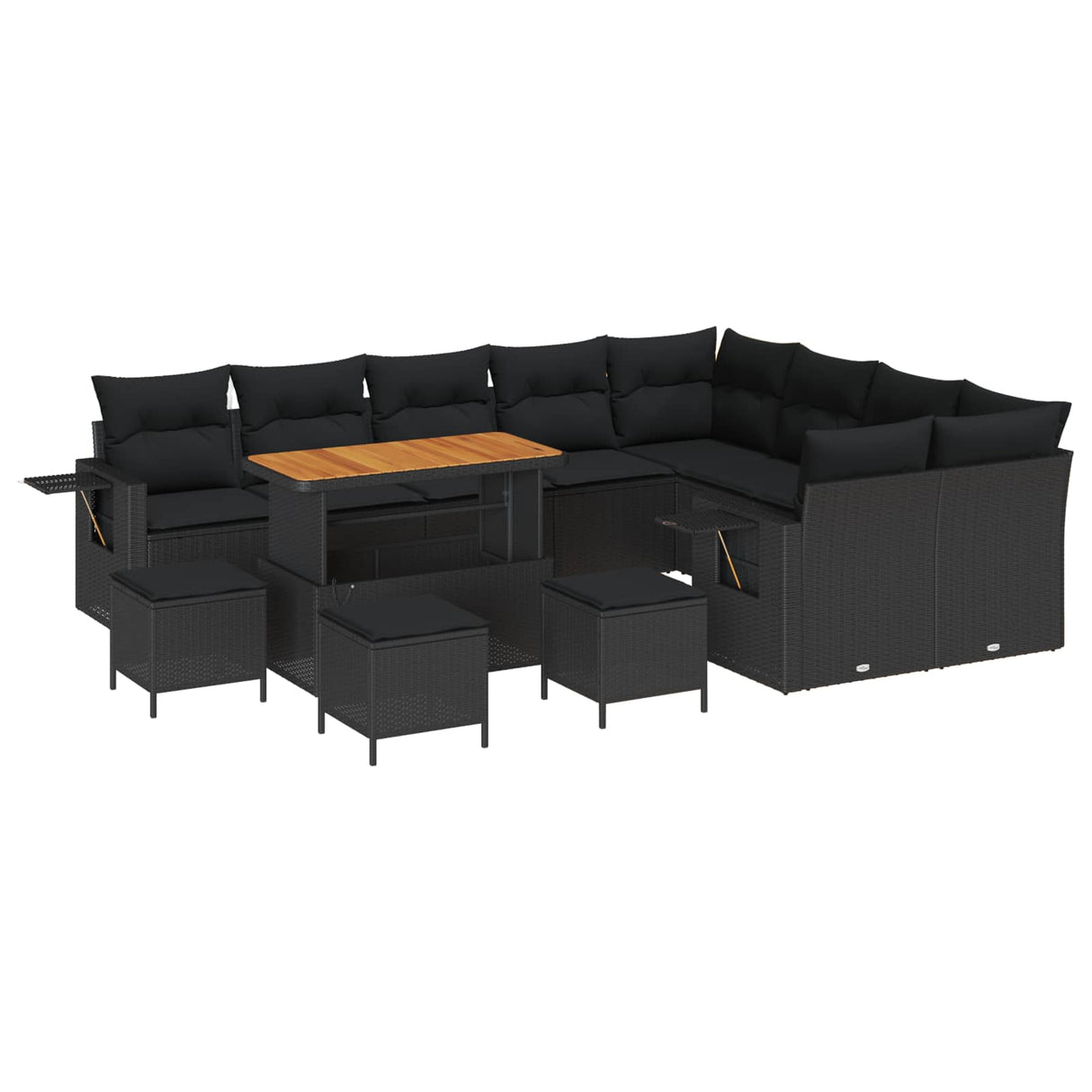 Garden Sofa Set with Cushion 13 pcs Black Poly Rattan