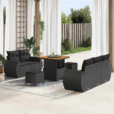 Garden Sofa Set 8 pcs Black Poly rattan and powder-coated steel