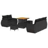 Garden Sofa Set 8 pcs Black Poly rattan and powder-coated steel - Front View