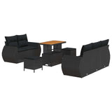 Garden Sofa Set 8 pcs Black Poly rattan and powder-coated steel - Front View
