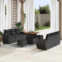 Garden Sofa Set 9 pcs 6-Seater Black Poly Rattan