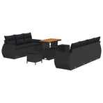Garden Sofa Set 10 pcs 7-Seater Black Poly Rattan