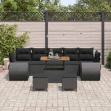 Garden Sofa Set with Cushion with Storage Manual 10 pcs Black - Side View