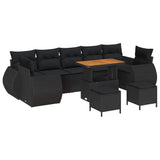 Garden Sofa Set with Cushion with Storage Manual 10 pcs Black - Front View
